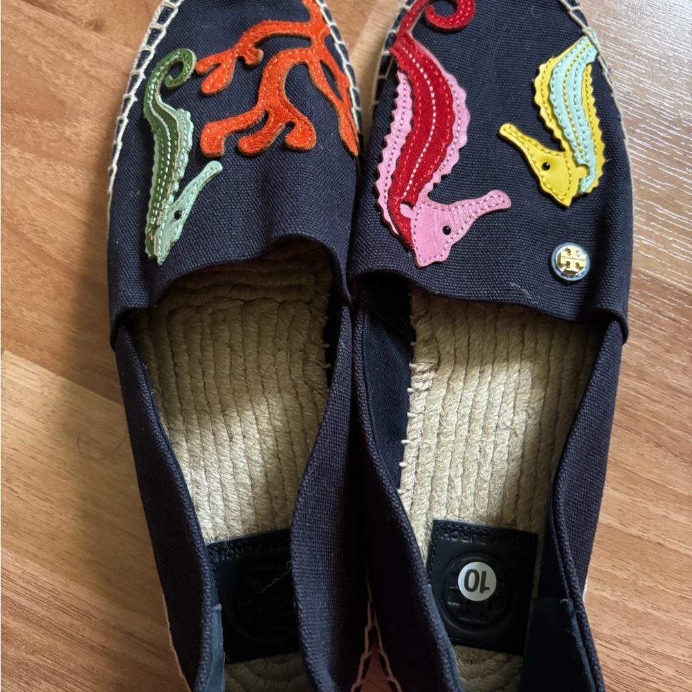 Tory Burch Seahorse Embroidered Espadrilles